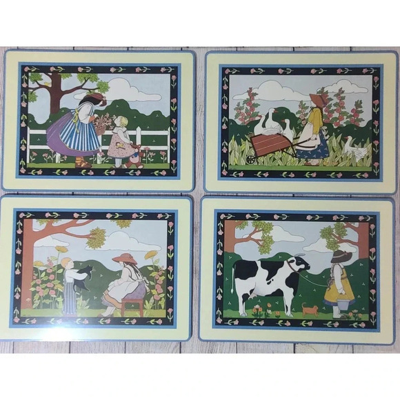 Vintage Pimpernel Little Treasures Cork Backed Placemats Set of 4 Lake 1… - Picture 1 of 6